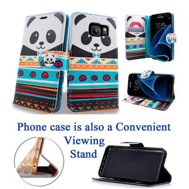 Flip Case for Samsung Galaxy S7 Luxury Leather Wallet Cover with Viewing Stand and Card Slots Bussiness Phone Case with Free Waterproof-Case 